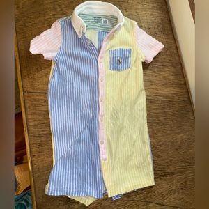 Ralph Lauren Polo toddler striped seersucker pastel onesie shortall easter